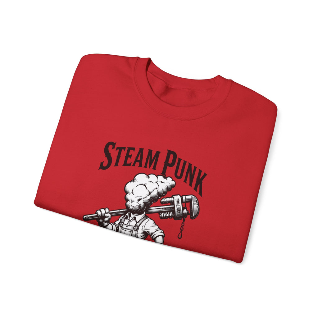 Steam Punk Plumbing Crewneck Sweatshirt – Vintage Industrial Plumber Design