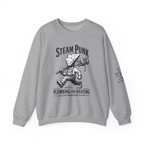 Steam Punk Plumbing Crewneck Sweatshirt – Vintage Industrial Plumber Design