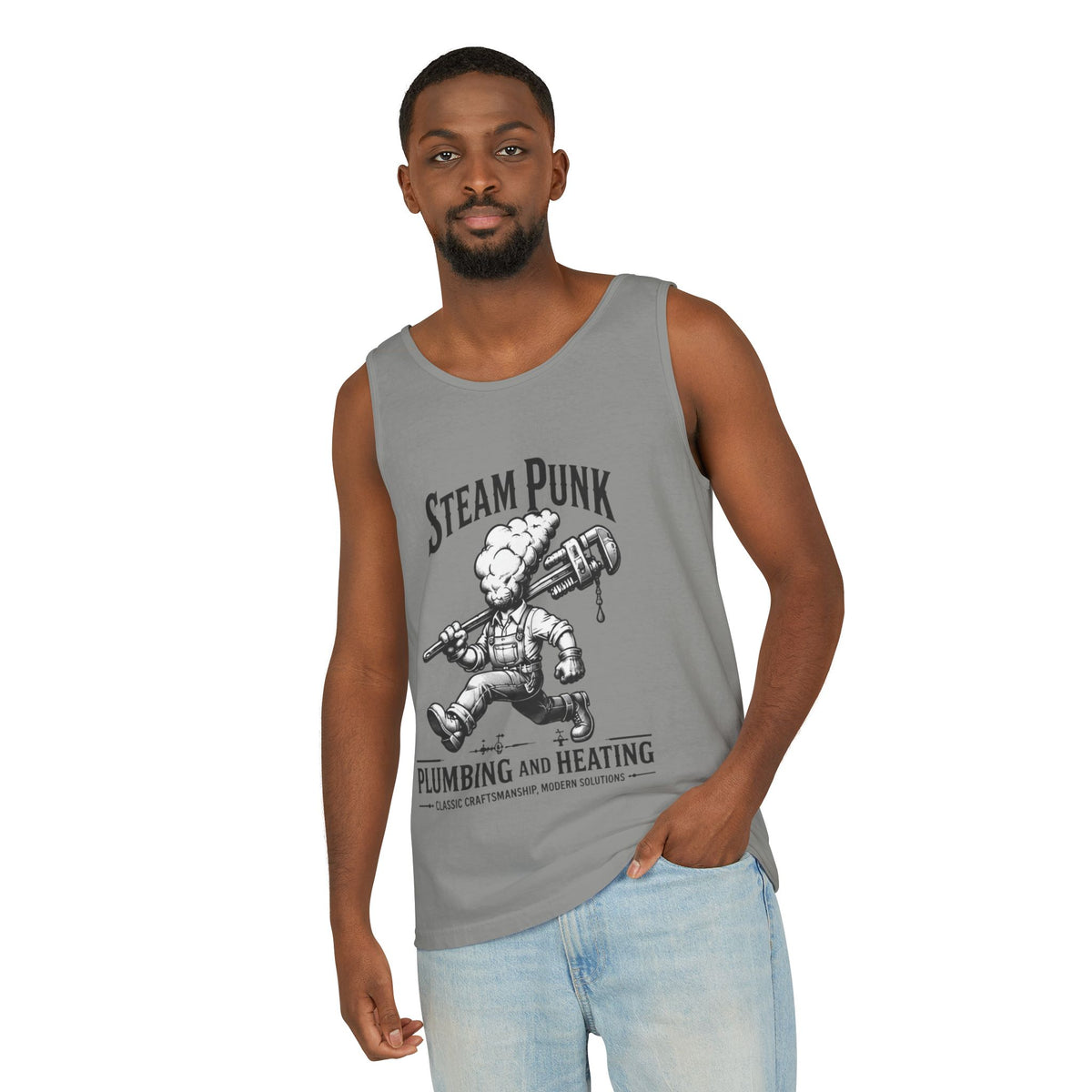 Steam Punk Plumbing & Heating Tank Top — Vintage Plumber Graphic Tank