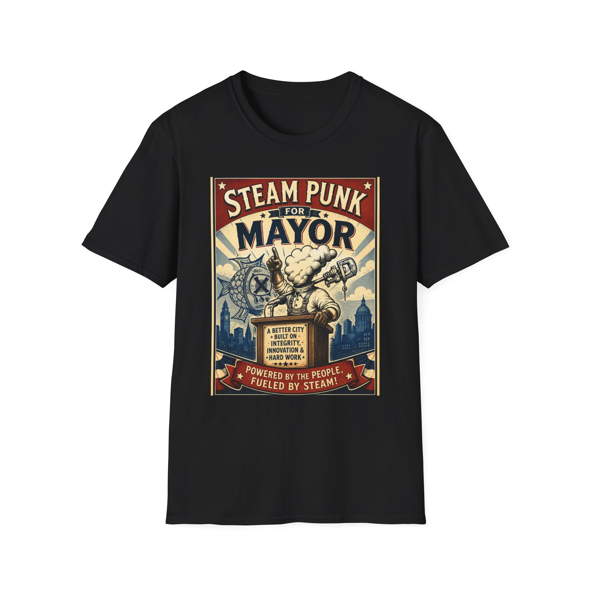 Steampunk for Mayor T-Shirt — Retro Political Poster Tee