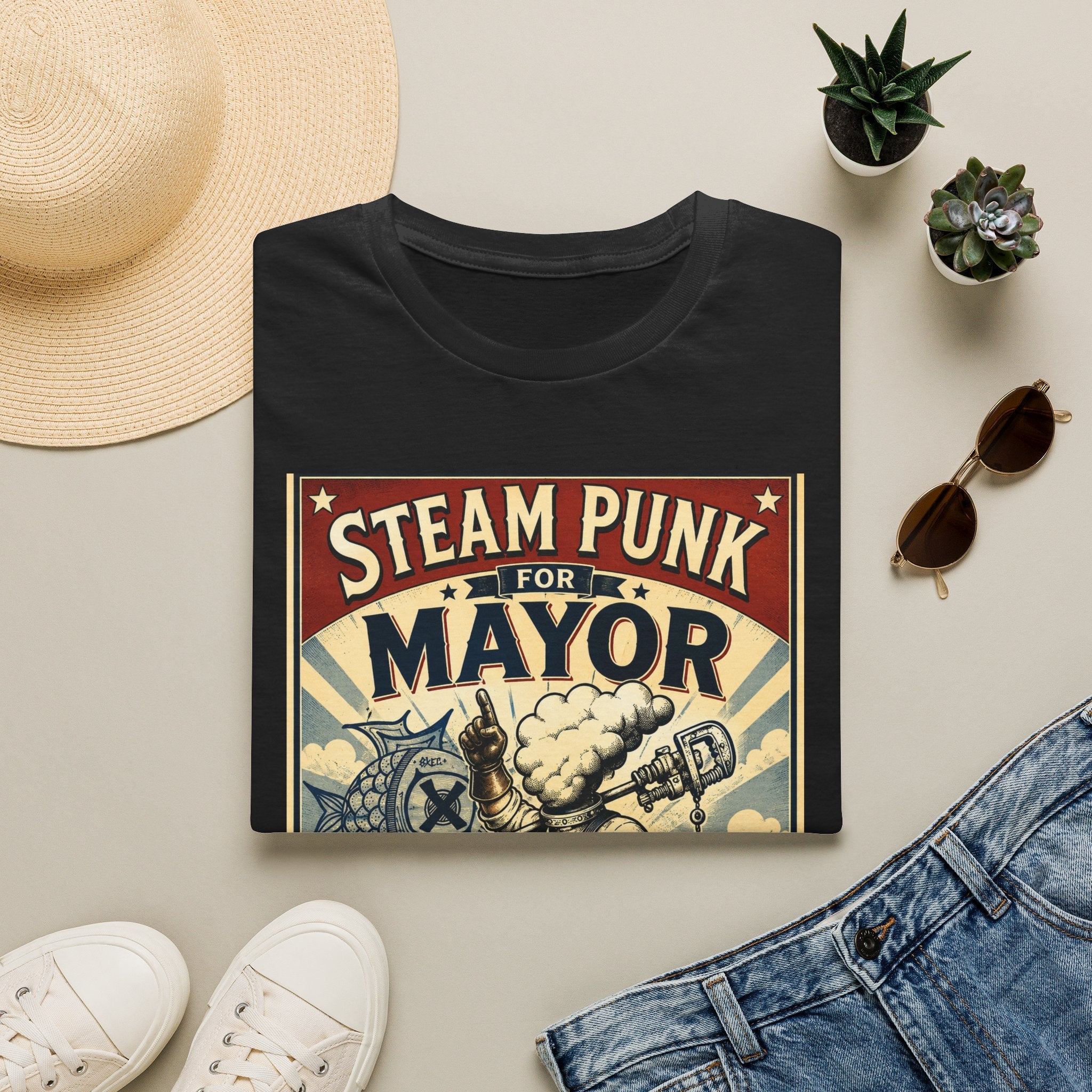 Steampunk for Mayor T-Shirt — Retro Political Poster Tee