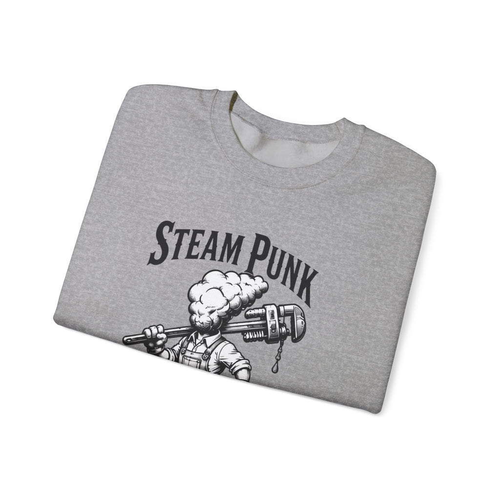 Steam Punk Plumbing Crewneck Sweatshirt – Vintage Industrial Plumber Design