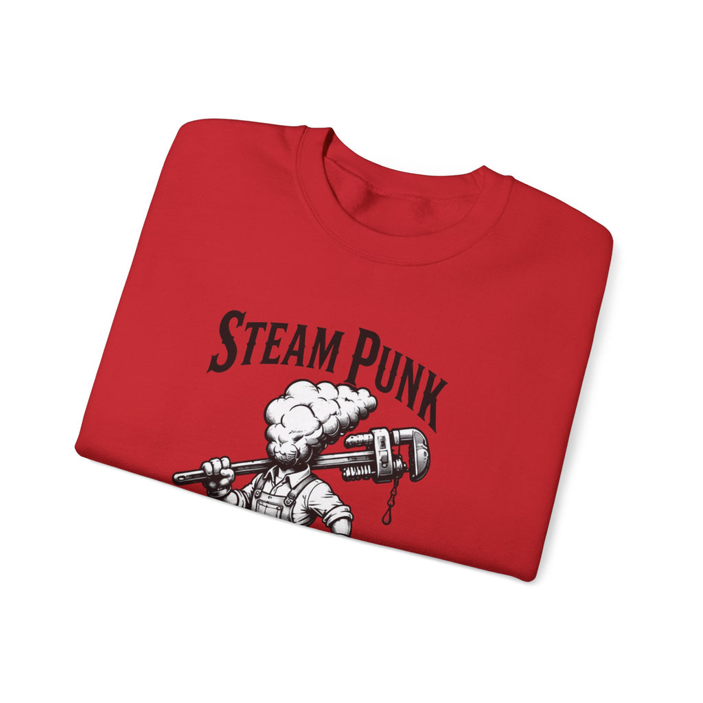 Steam Punk Plumbing Crewneck Sweatshirt – Vintage Industrial Plumber Design