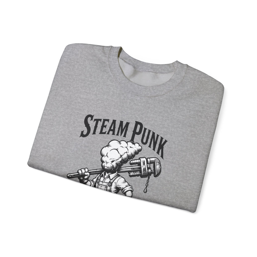 Steam Punk Plumbing Crewneck Sweatshirt – Vintage Industrial Plumber Design