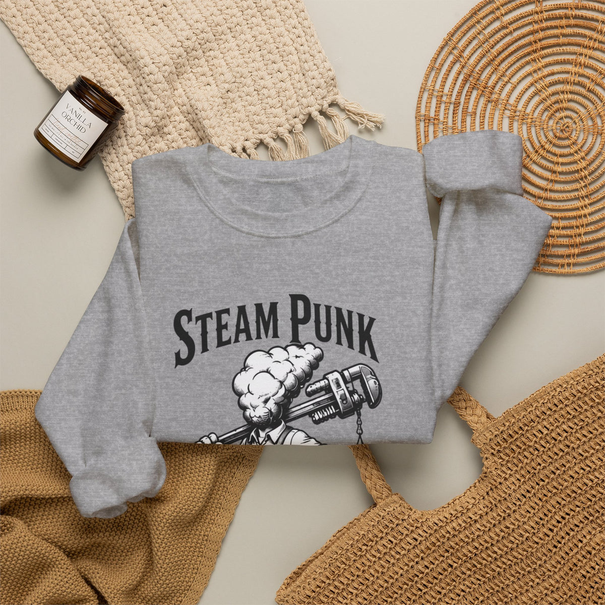 Steam Punk Plumbing Crewneck Sweatshirt – Vintage Industrial Plumber Design