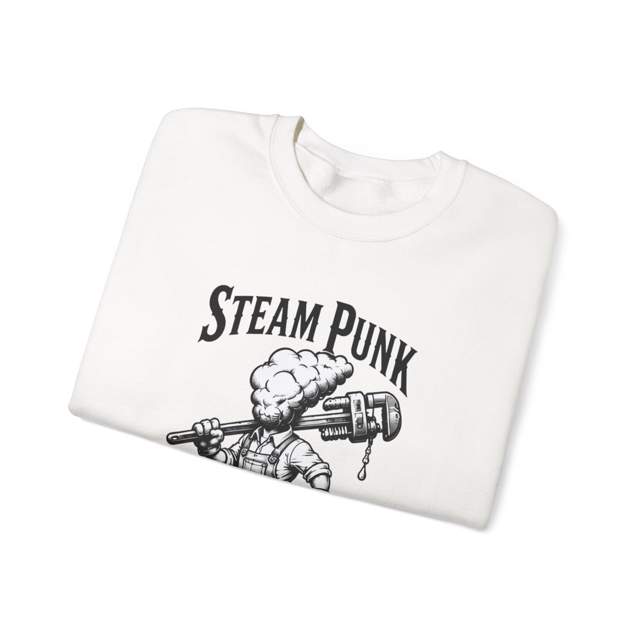 Steam Punk Plumbing Crewneck Sweatshirt – Vintage Industrial Plumber Design