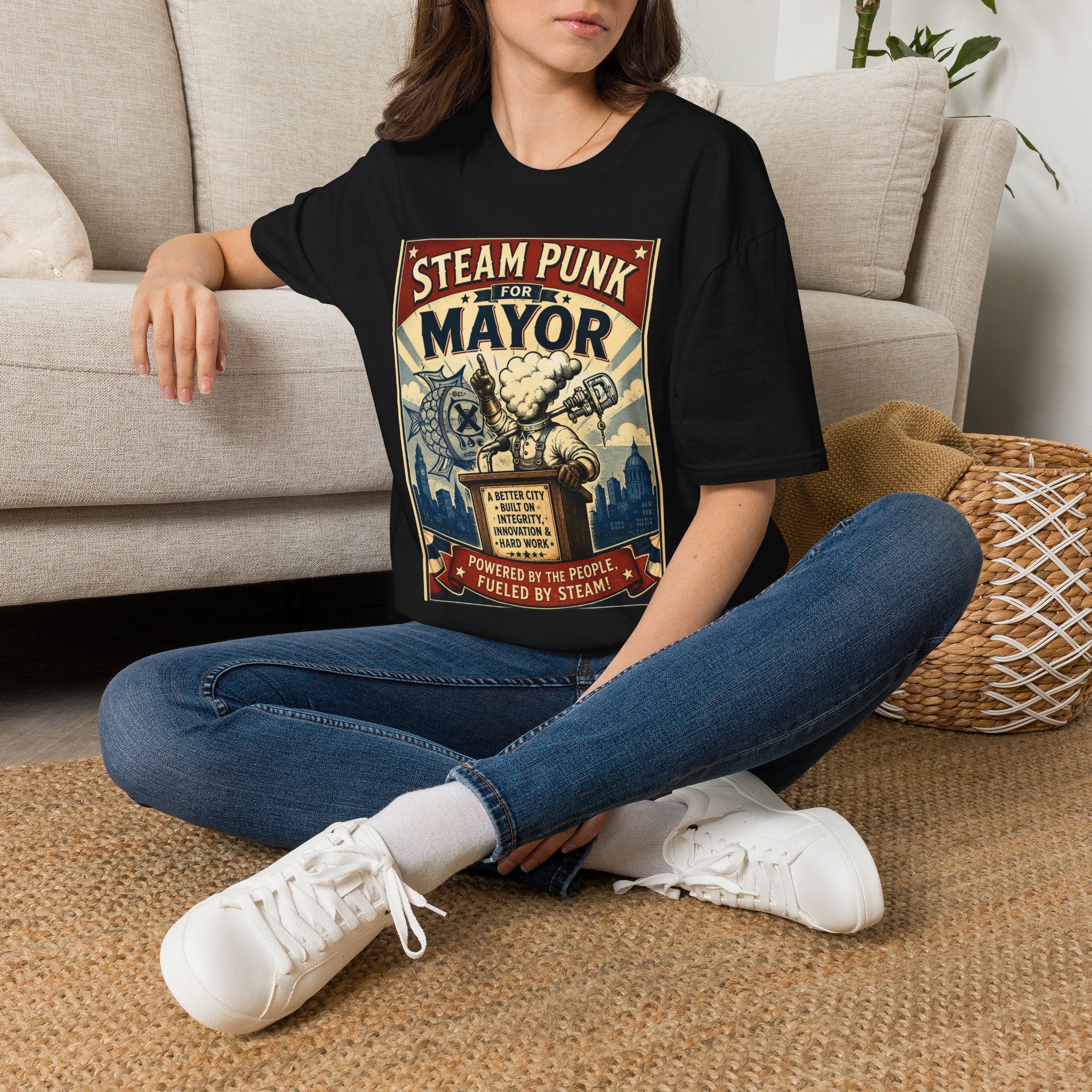 Steampunk for Mayor T-Shirt — Retro Political Poster Tee