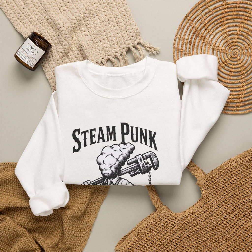 Steam Punk Plumbing Crewneck Sweatshirt – Vintage Industrial Plumber Design